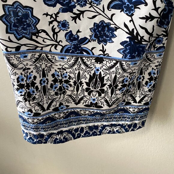 Artizan Robin Barré Blue White Floral Print Print Wide Leg Pant - Picture 10 of 13